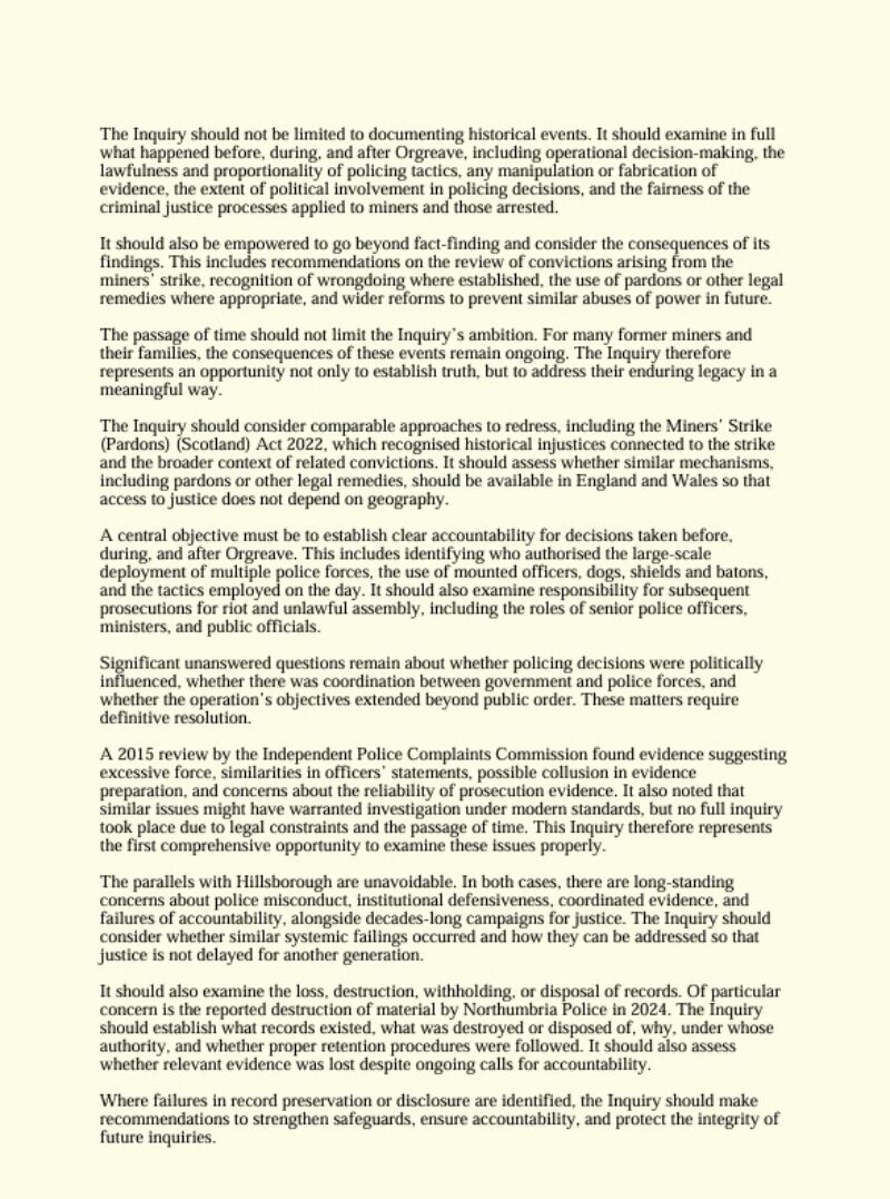 Orgreave Inquiry Submission